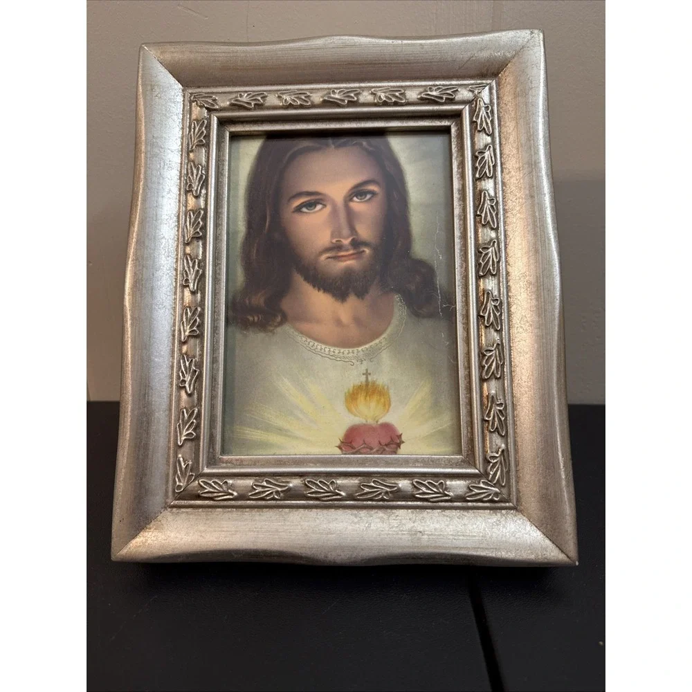 Beautiful Framed Jesus Christ Picture Silver Frame